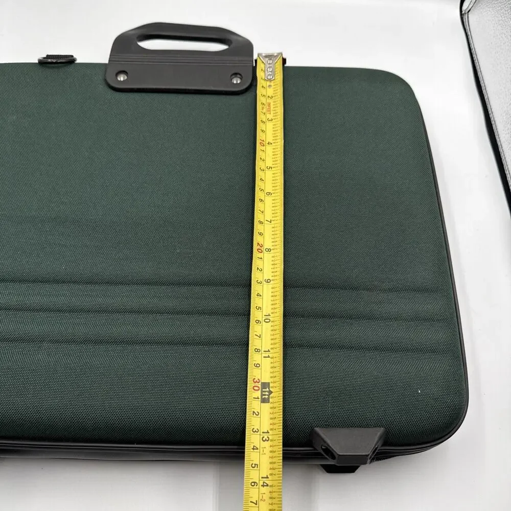 Vintage Acer Laptop Briefcase Bag Dark Green Hard Shell Carrying Case w/ Strap